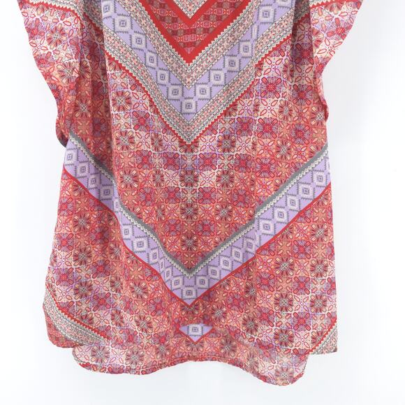 Fourteenth Place Boho Indie Romantic Floral Geometric Blouse Flutter Sleeve S - Picture 3 of 11